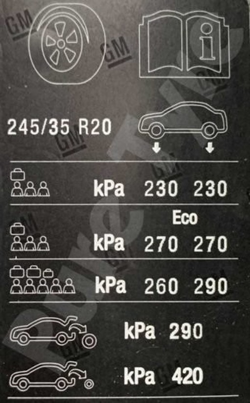 vauxhall insignia tyre pressure alt