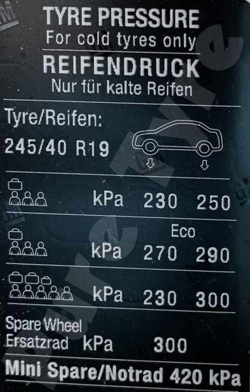 vauxhall insignia tyre pressures alt