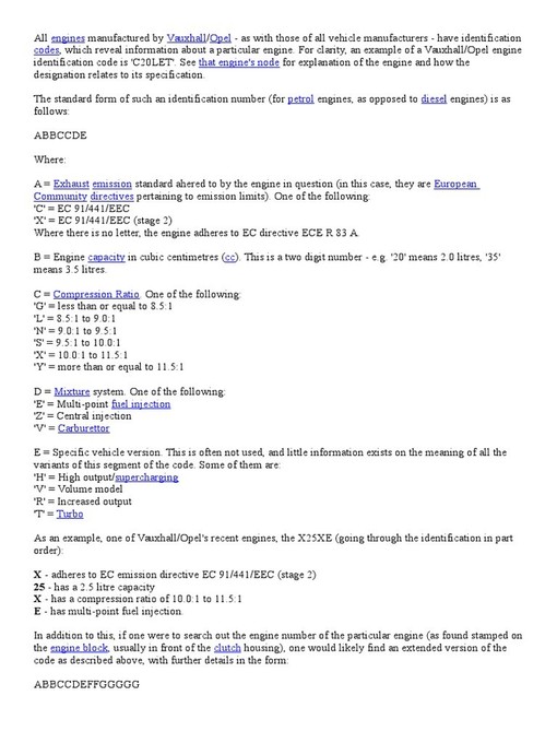 vauxhall engine codes alt